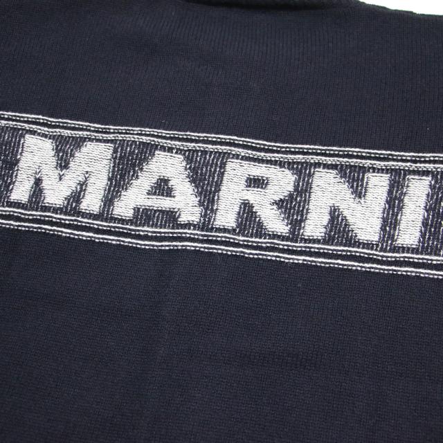 MARNI マルニ カーディガン ネイビー 紺 サイズ:40(M) | 24秋冬 バックロゴ キモノスリーブ カーディガン / ニット | クルーネック 長袖 ウール | イタリア製 | トップス セーター【レディース】【中古】【K4613】