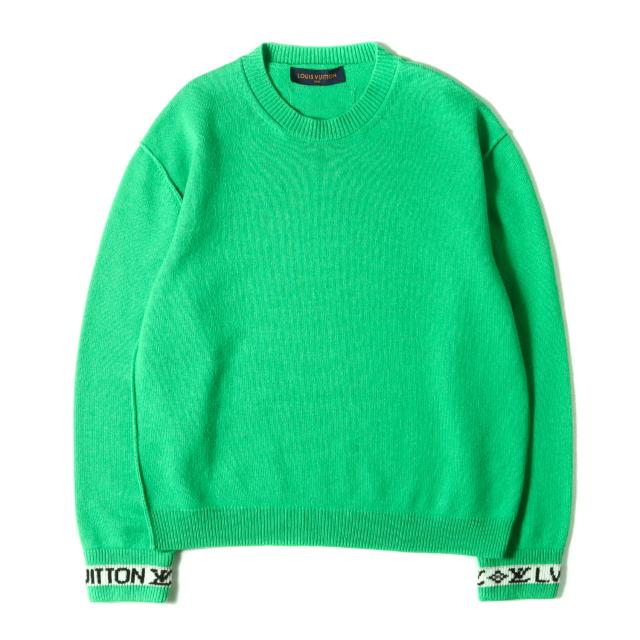LOUIS VUITTON ルイヴィトン ニット グリーン サイズ:XS | 23SS 袖リブロゴ カシミア クルーネック ニット | Arm Logo Cashmere Knit Sweater RM231Q GK1 HON44W | イタリア製 | トップス セーター プルオーバー【メンズ】【中古】【K4626】