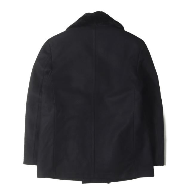dunhill ダンヒル コート ブラック 黒 サイズ:50 | 近年モデル ムートンボア ウール/カシミヤ メルトン ダブルブレスト コート | アウター ジャケット 上着 | イタリア製【メンズ】【中古】【美品】【K4633】_1
