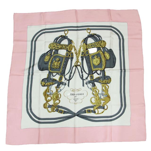 エルメス シルク カレ90 スカーフ BRIDES de GALA 黒 c11