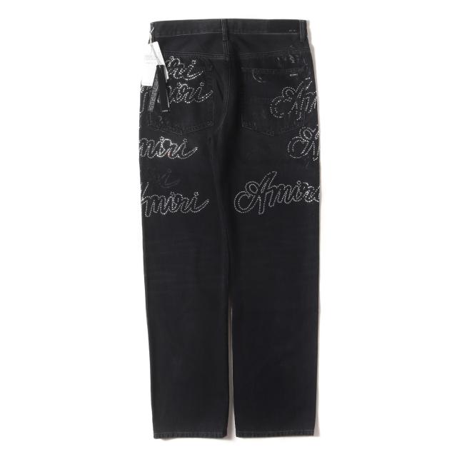 AMIRI アミリ パンツ サイズ:32 / 25SS スクリプト クリスタル ストレート デニム パンツ (SCRIPT CRYSTAL STRAIGHT) / ヴィンテージブラックインディゴ / イタリア製 / ボトムス ジーンズ ジーパン【メンズ】【K4469】_1