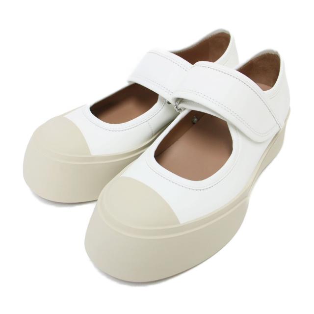 MARNI マルニ サイズ:38(25.0cm) | ナッパレザー パブロ メリージェーンスニーカー | PABLO | 厚底 ストラップ フラット ロゴ | アイボリー | イタリア製 ブランド シューズ 靴【レディース】【K4669】