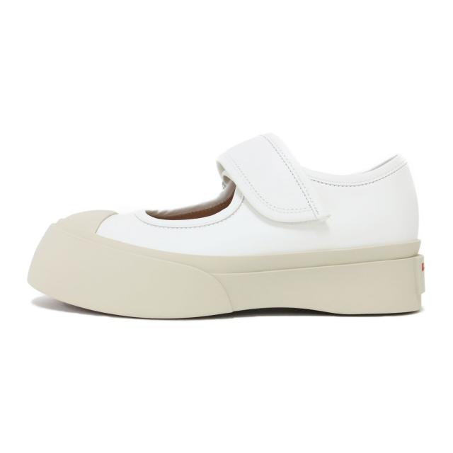 MARNI マルニ サイズ:38(25.0cm) | ナッパレザー パブロ メリージェーンスニーカー | PABLO | 厚底 ストラップ フラット ロゴ | アイボリー | イタリア製 ブランド シューズ 靴【レディース】【K4669】_1