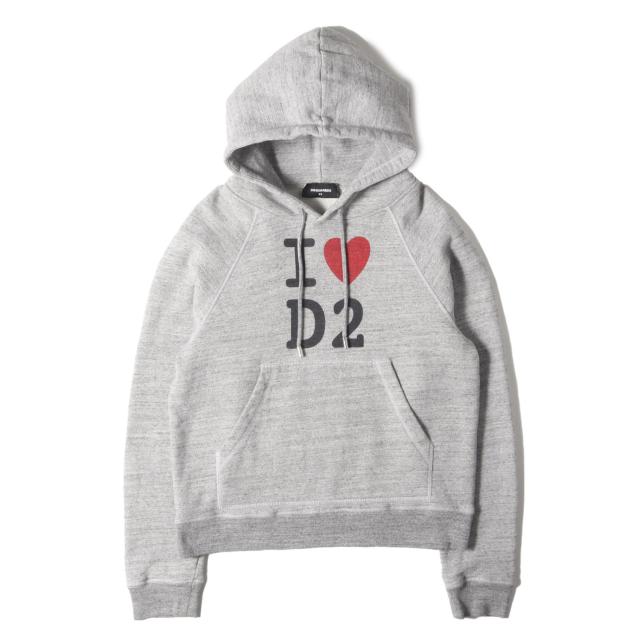 DSQUARED2 ディースクエアード パーカー ヘザーグレー サイズ:XS | 20SS ロゴ スウェット パーカー (S75GU0275 S25148) | Cool Raglan Fit | トップス フーディー【メンズ】【中古】【美品】【K4670】