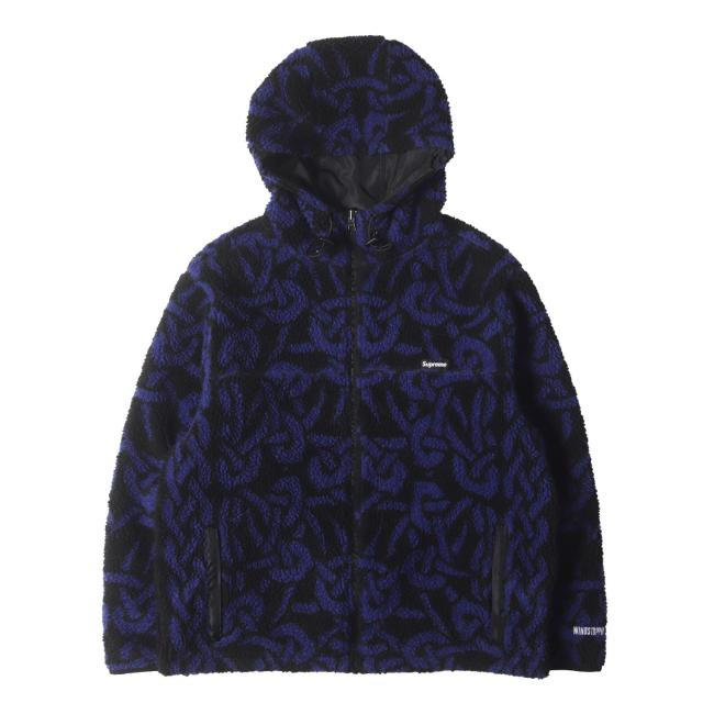 Supreme シュプリーム ジャケット ブラック ブルー サイズ:M | 21AW ケルティックノット柄 リバーシブル フリースジャケット (Celtic Knot Reversible WINDSTOPPER Fleece Hooded Jacket) | アウター ブルゾン 上着【メンズ】【中古】【K4707】