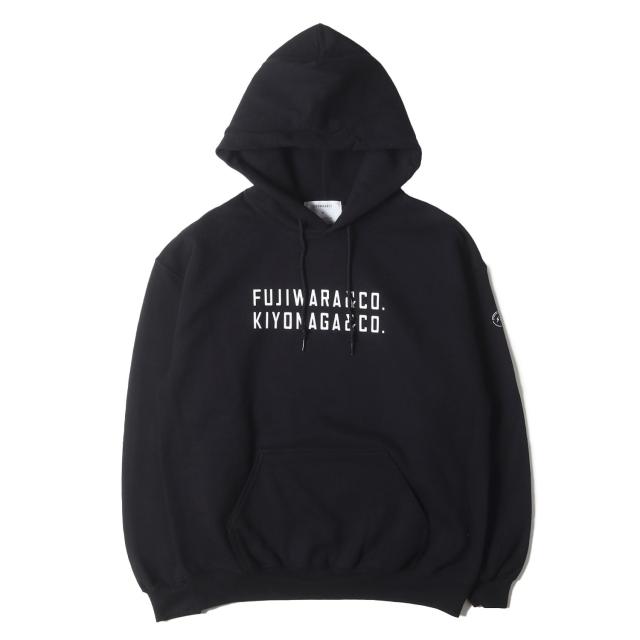 KIYONAGA&CO. キヨナガ&コー パーカー ブラック 黒 サイズ:M 21SS FUJIWARA&CO.ロゴ スウェットパーカー(FRONT DOUBLE LOGO HOODIE) | トップス フーディー【メンズ】【中古】【K4711】