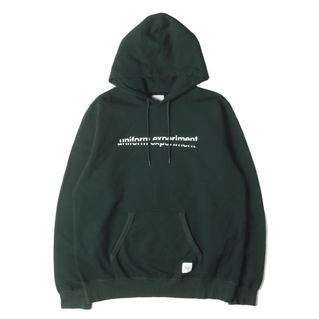 UNIFORM EXPERIMENT ユニフォームエクスペリメント パーカー グリーン サイズ:4 | 21AW ブランドロゴグラフィック スウェットパーカー (SLASH GRAPHIC SWEAT HOODIE) | トップス フーディー【メンズ】【中古】【K4714】