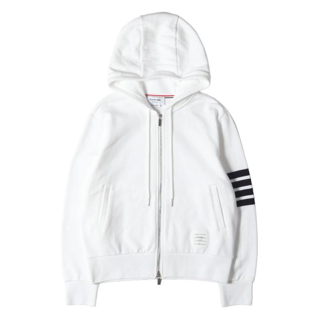 THOM BROWNE トムブラウン パーカー ホワイト 白 サイズ:2 | 25AW 4BAR ジャガード スウェット ダブルジップ パーカー | 日本製 | トップス フーディー【メンズ】【中古】【美品】【K4714】