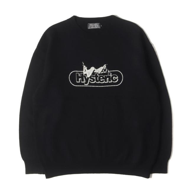 HYSTERIC GLAMOUR ヒステリックグラマー ニット ブラック 黒 サイズ:L | LIE DOWN GIRL セーター | トップス クルーネック プルオーバー【メンズ】【中古】【K4716】