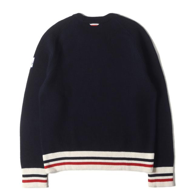 MONCLER GAMME BLEU モンクレールガムブルー ニット ネイビー 紺 サイズ:M | トリコロール リブ ニット セーター (MAGLIONE TRICOT GIROCOLLO) | トップス | イタリア製【メンズ】【中古】【K4721】_1