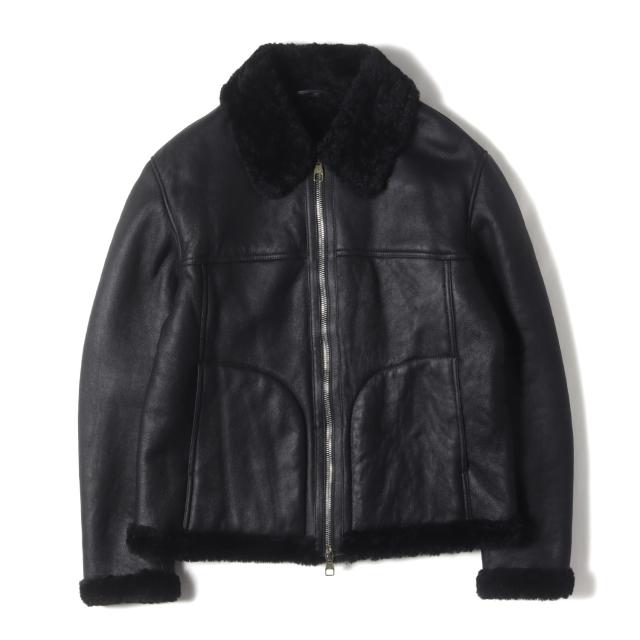 dunhill ダンヒル ジャケット ブラック 黒 サイズ:XL | 近年モデル ムートン フライト ジャケット | MADE IN ITALY | アウター ブルゾン 上着【メンズ】【中古】【美品】【K4722】