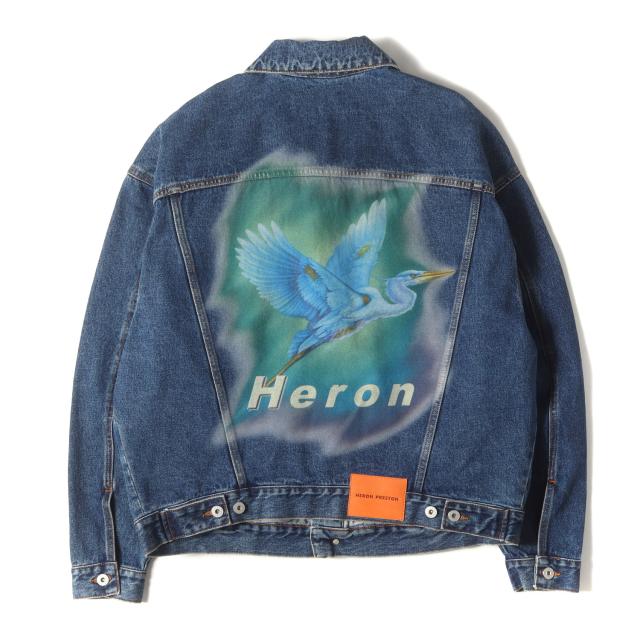 HERON PRESTON ヘロン プレストン ジャケット インディゴ サイズ:M | バードプリント オーバーサイズ デニムジャケット (AIRBRUSH DENIM JACKET) | アウター Gジャン ブルゾン 上着【メンズ】【中古】【美品】【K4723】 14,868円