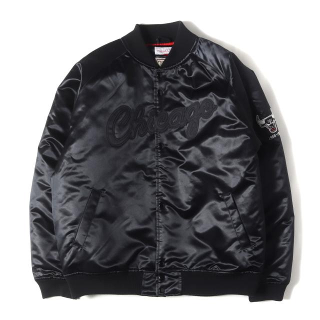 MITCHELL&amp;NESS ミッチェル&amp;ネス スタジャン ブラック 黒 サイズ:XL | NBA シカゴ・ブルズ サテン スタジャン | アウター ブルゾン 上着【メンズ】【中古】【K4723】