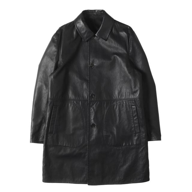 dunhill ダンヒル コート ネイビー ブラック サイズ:OL | リバーシブル ディアスキンレザー カーコート | アウター ジャケット 上着 | イタリア製【メンズ】【中古】【K4723】
