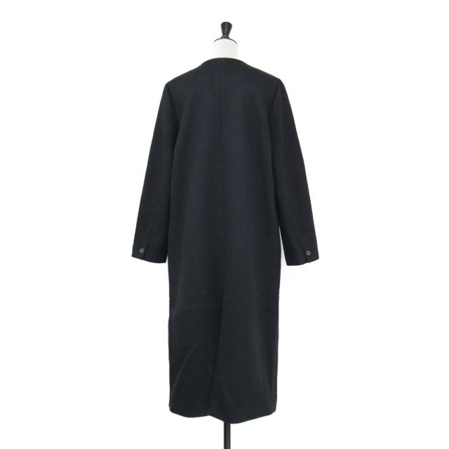TO BE CHIC トゥー ビー シック コート ブラック 黒 サイズ:42(L) | ノーカラー ダブル ウールコート / ロング丈 Iライン スリット | アウター ジャケット 上着 | 日本製【レディース】【K4724】_1