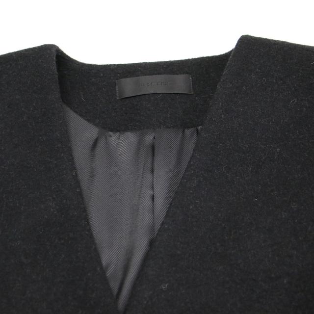 TO BE CHIC トゥー ビー シック コート ブラック 黒 サイズ:42(L) | ノーカラー ダブル ウールコート / ロング丈 Iライン スリット | アウター ジャケット 上着 | 日本製【レディース】【K4724】_3