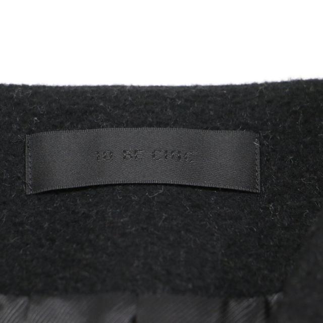 TO BE CHIC トゥー ビー シック コート ブラック 黒 サイズ:42(L) | ノーカラー ダブル ウールコート / ロング丈 Iライン スリット | アウター ジャケット 上着 | 日本製【レディース】【K4724】_4