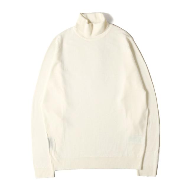 JOHN SMEDLEY ジョンスメドレー ニット ホワイト サイズ:L | タートルネック ハイゲージ メリノウール ニット セーター | MADE IN ENGLAND | トップス【メンズ】【中古】【美品】【K4728】