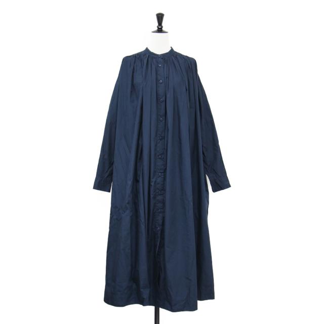 CASEY CASEY ケイシー ケイシー ワンピース ネイビー 紺 サイズ:XS | コットン ギャザー シャツワンピース | ロング 長袖 バンドカラー フレア | トップス ドレス【レディース】【中古】【K4727】