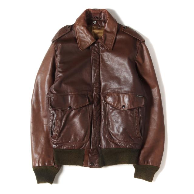 Schott ショット ジャケット ブラウン サイズ:38 | 雰囲気抜群 184SM | 80s A-2 レザー フライトジャケット | USA製 | 80年代 ヴィンテージ 古着 | アウター ブルゾン 上着【メンズ】【中古】【K4729】