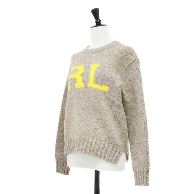 POLO Ralph Lauren ポロ ラルフローレン ニット ベージュ サイズ:S | RL レタード クルーネック セーター / ニット | 長袖 ロゴ ウール コットン | トップス【レディース】【中古】【K4729】_2