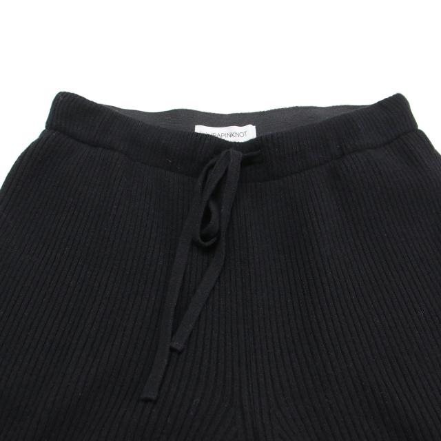 WRAPINKNOT ラッピンノット × coz パンツ ブラック 黒 サイズ:0(S) | カシミヤ リブニット パンツ | CASHMERE RIB KNIT PANTS | イージーパンツ ウエストゴム ドローコード | 日本製 | ボトムス ズボン【レディース】【中古】【K4730】_2