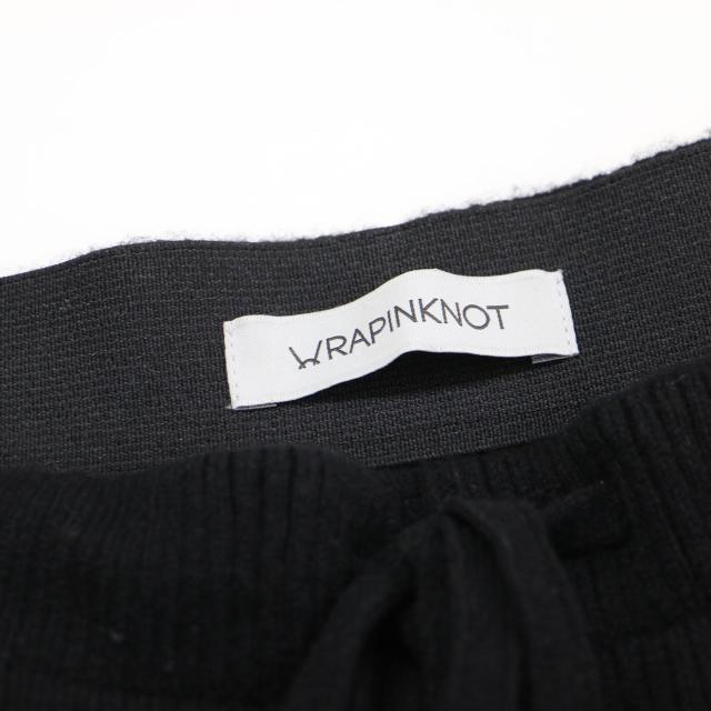WRAPINKNOT ラッピンノット × coz パンツ ブラック 黒 サイズ:0(S) | カシミヤ リブニット パンツ | CASHMERE RIB KNIT PANTS | イージーパンツ ウエストゴム ドローコード | 日本製 | ボトムス ズボン【レディース】【中古】【K4730】_3