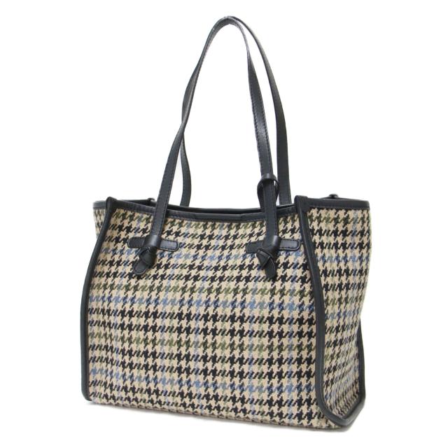 GIANNI CHIARINI ジャンニ キアリーニ バッグ | マルチェッラ チェック柄 トートバッグ | MARCELLA | ハンドバッグ ポーチ付き 肩掛け ウール レザー | イタリア製 ブランド カバン【レディース】【中古】【K4730】