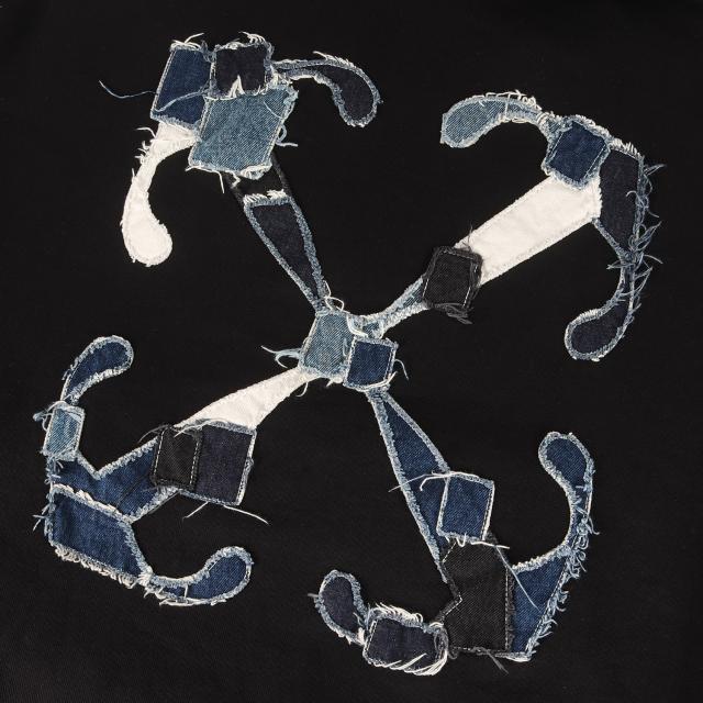 OFF-WHITE オフホワイト パーカー ブラック 黒 サイズ:XL | デニムパッチワークアロー オーバーサイズ スウェットパーカー (Boro Arrow Oversize Skate Hoodie) | トップス フーディー【メンズ】【中古】【K4731】_5