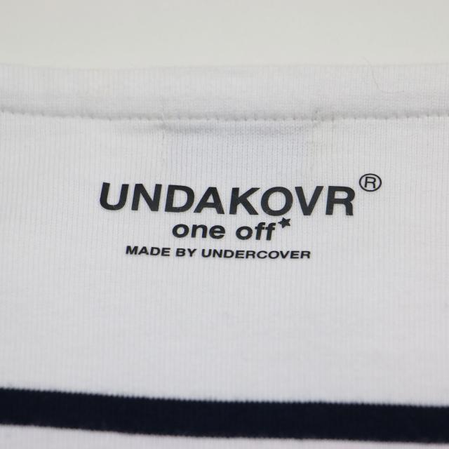 UNDERCOVER アンダーカバー Tシャツ ホワイト ネイビー 白紺 | 25春夏 伊勢丹新宿店限定 リメイク ボーダー Tシャツ / カットソー バスクシャツ 七分袖 ボートネックビーズ刺繍 コットン | トップス【レディース】【中古】【K4731】