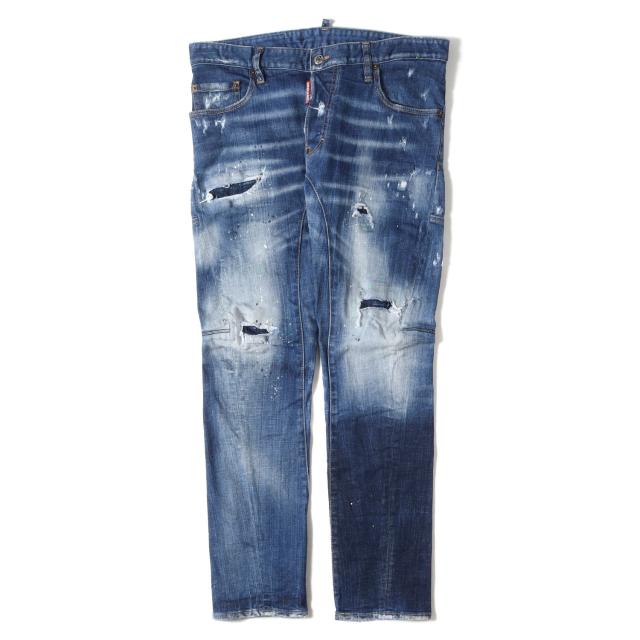DSQUARED2 ディースクエアード パンツ インディゴ サイズ:48 | クラッシュリペア加工 スキニー デニム パンツ (Tidy Biker Jean) | ボトムス ジーンズ ジーパン | イタリア製【メンズ】【中古】【美品】【K4738】