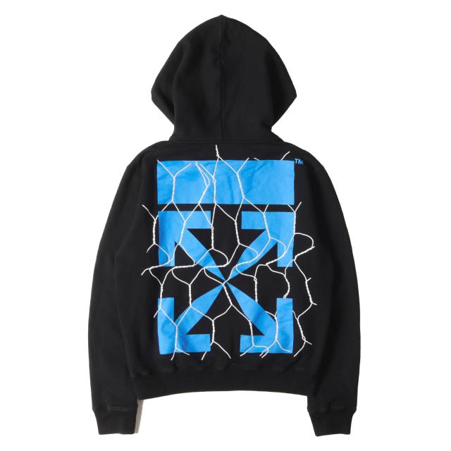 OFF-WHITE オフホワイト パーカー ブラック 黒 サイズ:M | フェンスアロー スウェットパーカー (FENCE ARROWS HOODIE SWEATSHIRT) | トップス フーディー【メンズ】【中古】【K4734】