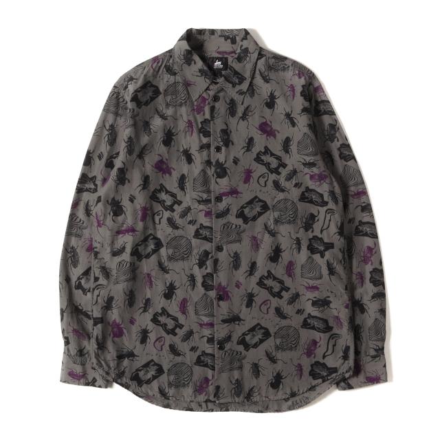 Paul Smith ポールスミス シャツ グレー サイズ:M | 21AW RED EAR 昆虫 総柄 レーヨン/コットン シャツ | 日本製 | トップス カジュアルシャツ 長袖【メンズ】【中古】【美品】【K4735】