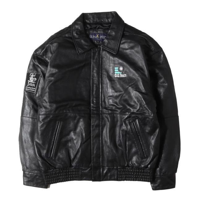 90s - 00s ヴィンテージ古着 | 90s JAVAパッチ付き レザー フルジップ ジャケット / LUNA PIER ルナピア | ブラック 黒 サイズ:L | 90年代 | アウター ブルゾン 上着【メンズ】【中古】【K4736】