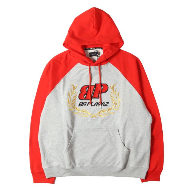 BREATH ブレス パーカー グレー レッド サイズ:XL | 23AW ロゴ刺繍 2トーン スウェットパーカー(TWO TONE EMBROIDERY HOODIE) | トップス フーディー 【メンズ】【K4737】