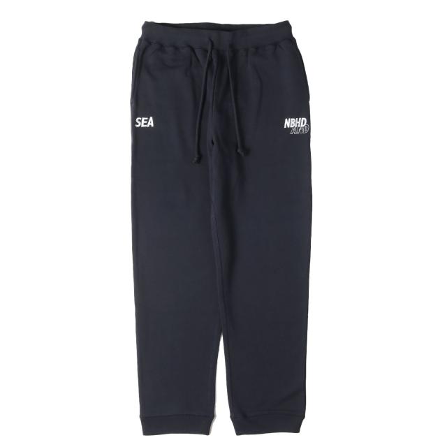 NEIGHBORHOOD ネイバーフッド パンツ ネイビー 紺 サイズ:XL | 21SS WIND AND SEA ロゴプリント スウェットパンツ | ボトムス ズボン | コラボ【メンズ】【中古】【新品同様】【K4742】