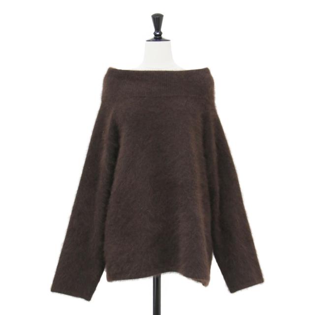 Plage プラージュ ニット ブラウン サイズ:FREE | 25秋冬 Fur Off Neck ニット / プルオーバー 長袖 オフショルダー ウール | トップス セーター【レディース】【中古】【美品】【K4742】