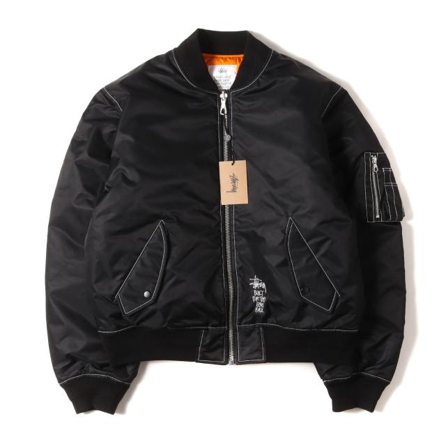 STUSSY ステューシー ジャケット ブラック オレンジ サイズ:L | 25AW リバーシブル MA-1 ボンバージャケット (Built Bomber Jacket) | アウター ブルゾン 上着【メンズ】【K4744】