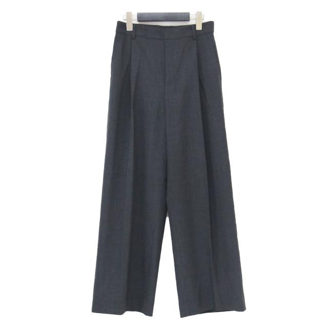 23区 ニジュウサンク パンツ グレー サイズ:36(7号) | 25秋冬 マットクロス タック ワイド パンツ | センタープレス ストレッチ ウール ウォッシャブル | ボトムス ズボン【レディース】【中古】【K4745】