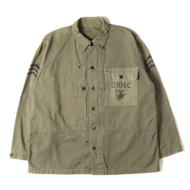 Vintage Military Item ヴィンテージミリタリー | スペシャル | 40s 米軍実物 USMC P-44 HBT ヘリンボーンツイル ジャケット | オリーブ サイズ:38相当 | 40年代 古着 | アウター ブルゾン 上着【メンズ】【中古】【K4748】