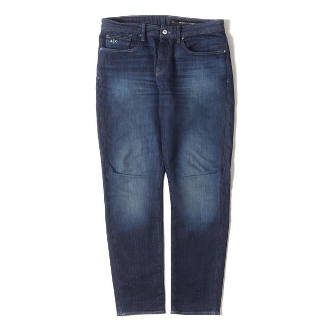 ARMANI EXCHANGE アルマーニエクスチェンジ パンツ サイズ:33 / 23AW ヴィンテージ加工 スキニー デニム スウェットパンツ / インディゴ / ボトムス ズボン【メンズ】【中古】【K4514