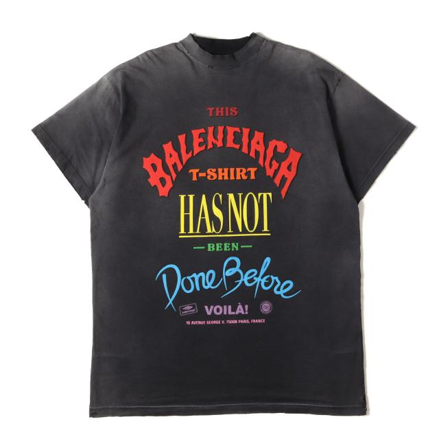 BALENCIAGA バレンシアガ Tシャツ ブラック 黒 サイズ:L | 24AW ダメージ加工 グラフィック ロゴ Tシャツ | トップス カットソー 半袖【メンズ】【中古】【美品】【K4755】