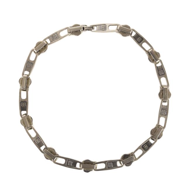 BALENCIAGA バレンシアガ | 21SS BB目じるし ファスナー 繋がりチェーン店 チョー鉄道車両 首飾り (Zip Necklace) | しろがね色 | ブランド名 付属品 宝飾品【メンズ】【中古】【K4756】