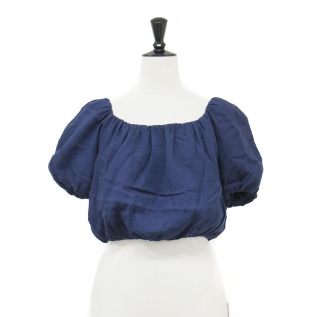 MAISON GUILLEMETTE メゾンギヨメット ブラウス ネイビー 紺 サイズ:S | 25春夏 スクエアネック クロップド ブラウス / プルオーバー 半袖 パフスリーブ | トップス シャツ カットトップス【レディース】【中古】【K4787】