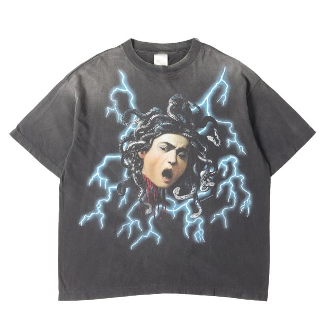 SAINT MICHAEL セントマイケル Tシャツ ブラック 黒 サイズ:XL | 24AW ヴィンテージ加工 メデューサ Tシャツ(SS TEE / MEDUSA) | トップス カットソー 半袖【メンズ】【中古】【美品】【K4793】