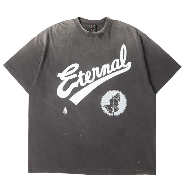 SAINT MICHAEL セントマイケル Tシャツ ブラック 黒 サイズ:ONE SIZE | 25SS ×FEAR OF GOD ヴィンテージ加工 オーバーサイズ Tシャツ (FG_SS TEE / SNT OF GOD) | トップス カットソー 半袖【メンズ】【中古】【美品】【K4793】