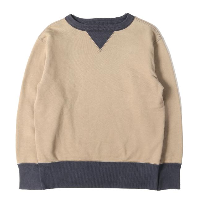 FREEWHEELERS フリーホイーラーズ スウェット ベージュ×ネイビー サイズ:38(M) | 両V 2トーン 無地 スウェット POWER WEAR DOUBLE V SWEAT SHIRT | トレーナー 長袖 トップス レプリカ アメカジ【メンズ】【中古】【K4793】