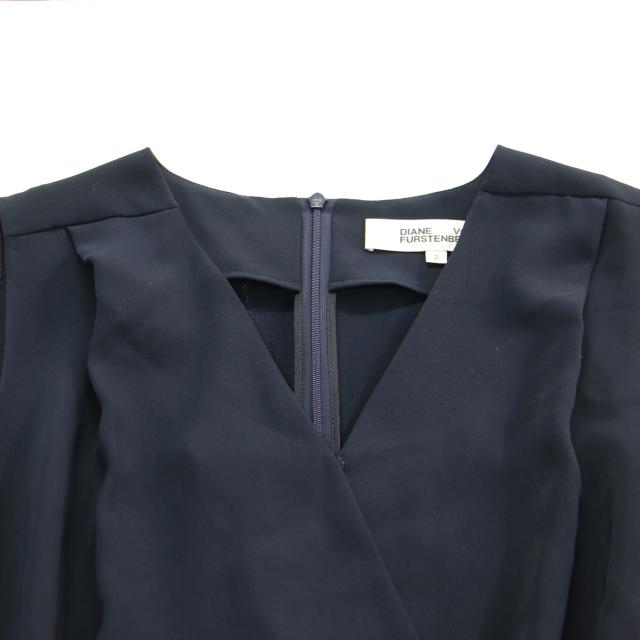DIANE VON FURSTENBERG ダイアンフォンファステンバーグ オールインワン ネイビー 紺 サイズ:2(M) | ノースリーブ Vネック オールインワン / ワイドパンツ ギャザー タック | ボトムス ズボン【レディース】【中古】【K4800】_3