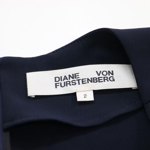 DIANE VON FURSTENBERG ダイアンフォンファステンバーグ オールインワン ネイビー 紺 サイズ:2(M) | ノースリーブ Vネック オールインワン / ワイドパンツ ギャザー タック | ボトムス ズボン【レディース】【中古】【K4800】_4