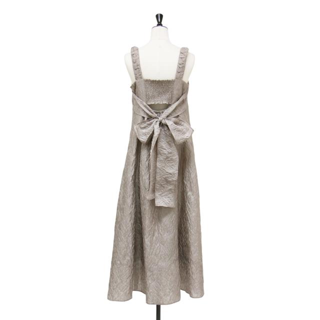 FRAY I.D フレイアイ・ディー ワンピース ブラウン サイズ:1(M) | 25春夏 ワイドストラップ ジャガード フレアワンピース / ドレス ノースリーブ ギャザー リボン | トップス【レディース】【中古】【K4821】_1